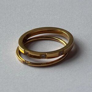 Gold Waterproof Minimalist Rings | Size 7| Tarnish-Free with Sparkling Zircon
